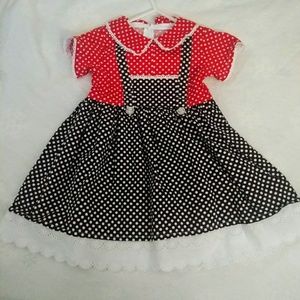 Vintage Toddler Polka Dot Pinafore Style Dress